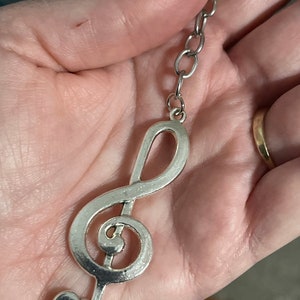 Treble Clef Music Silver Keychain