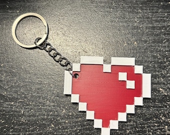 Red Pixel Heart Large Keychain
