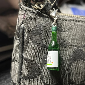 Korean Soju 3-D Bottle Zipper Charm with Stainless Steel Clasp