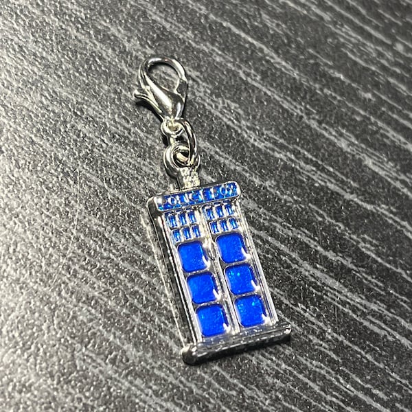 Doctor Who Inspired TARDIS Zipper Pull with Stainless Steel Clasp