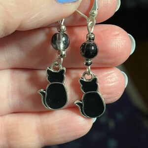 Black Cat Double Sided Beaded Earrings