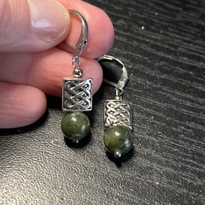 Irish Marble Connemara Celtic Knot earrings w/ stainless steel lever backs