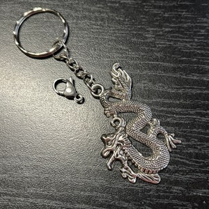 Chinese Dragon Serpent Silver Keychain or Zipper Charm