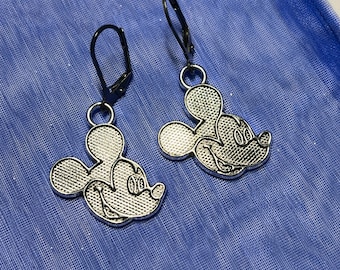 Mickey Mouse Inspired Image Head Earrings