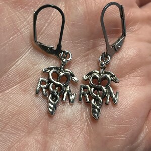 Registered Nurse RN Stainless Steel Lever Back Earrings