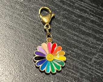 Rainbow Flower Zipper Charm with Stainless Steel Clasp