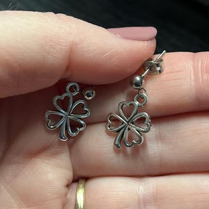 Silver Tone Clover Shamrock Earrings with Stainless Steel studs