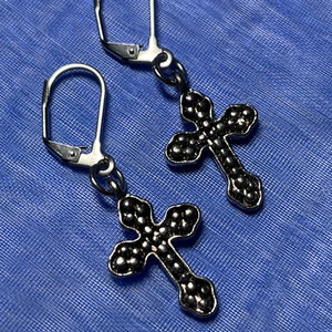 Cross Lever back Earrings - Dotted Design