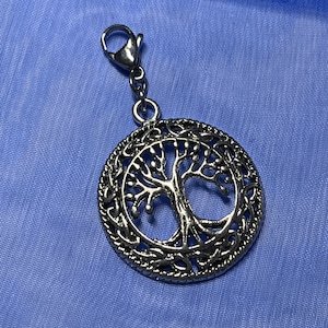 Celtic Knot Border Tree of Life Zipper Charm with Stainless Steel Clasp