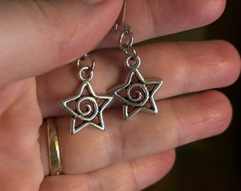 Swirling Silver Stars Earrings