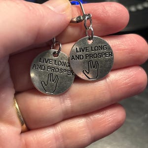 Star Trek Inspired Live Long and Prosper Earrings with Stainless Steel Lever Backs
