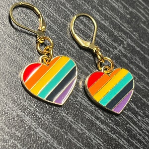 Rainbow Heart Earrings in Gold