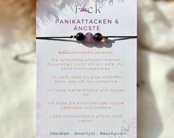 Angst & Panikattacken | Edelstein Armband  | Kristall Armband | Obsidian | Amethyst | Rauchquarz | 925 silber | 14k Gold filled | Geschenk