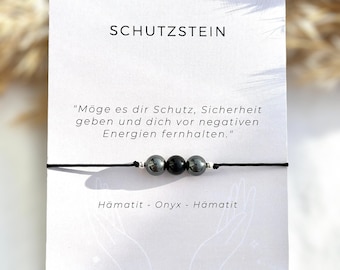 Protective bracelet | Gift | Gemstone bracelet | Crystal bracelet | Protective stone | Hematite | Onyx | 925 silver | 14k gold-filled