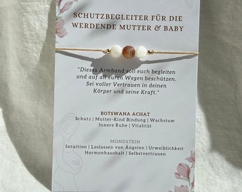 Schutzstein Schwangerschaft | Edelstein Armband | Mondstein | Botswana Achat | 925 Silber | 14k Gold filled | Geschenk | Baby