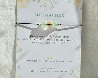 Mutmacher Armband | Aufmunterung |  Edelstein Armband | Citrin | Aventurin | Hoffnung | Optimismus | Geschenk |  Kraftarmband