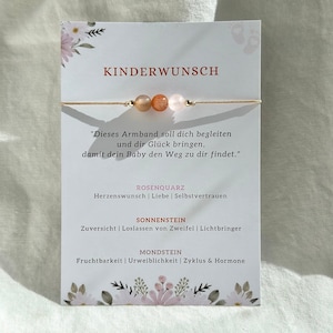 Kinderwunsch | Edelstein Armband | Glücksarmband | Geschenk | Mondstein | Sonnenstein | Rosenquarz | 925 silber | 14k Gold filled