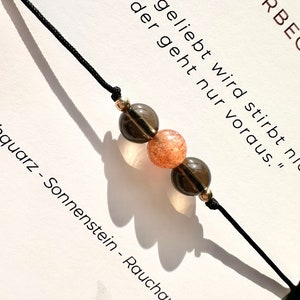 Bereavement support Gemstone Bracelet Fine bracelet Protection bracelet Smoky quartz Sunstone 925 silver 14k Gold Filled Gift image 2