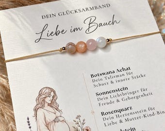 Pregnancy & Birth Bracelet | Gemstones | Natural Stones | Lucky Charm | Pregnancy Gift | Baby Shower Gift | Boho