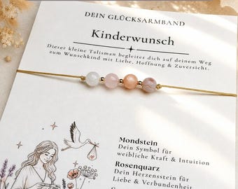 Kinderwunsch Armband mit Edelsteinen | Natursteine | Geschenk Kinderwunsch | IVF Geschenk | Glücksbringer | Geschenk für Frauen | Boho
