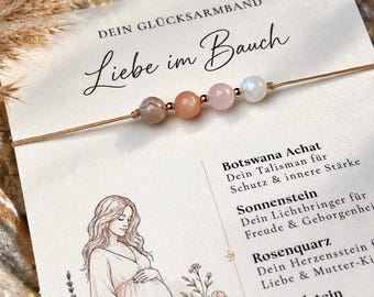 Pregnancy & Birth Bracelet | Gemstones | Natural Stones | Lucky Charm | Pregnancy Gift | Baby Shower Gift | Boho