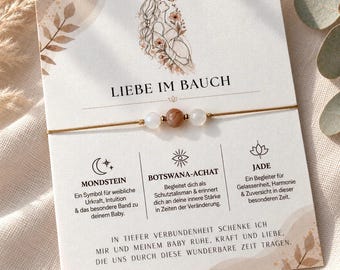 Pregnancy & Birth Bracelet | Gemstones | Natural Stones | Lucky Charm | Pregnancy Gift | Baby Shower Gift | Boho