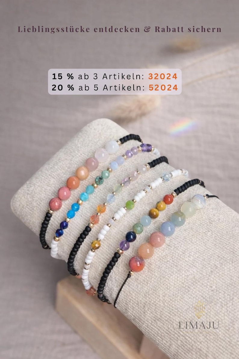 Gestalte dein eigenes Edelsteinarmband | 925 Silber / 14k Gold Filled | Natursteine | Glücks- & Freundschaftsarmband | Boho Schmuck bild 9