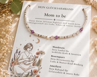 Pregnancy & Birth Bracelet | Gemstones | Natural Stones | Lucky Charm | Pregnancy Gift | Baby Shower Gift | Boho