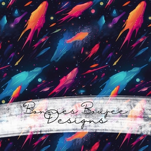 Kids Space Seamless Pattern: Comets & Asteroids (Digital Download)
