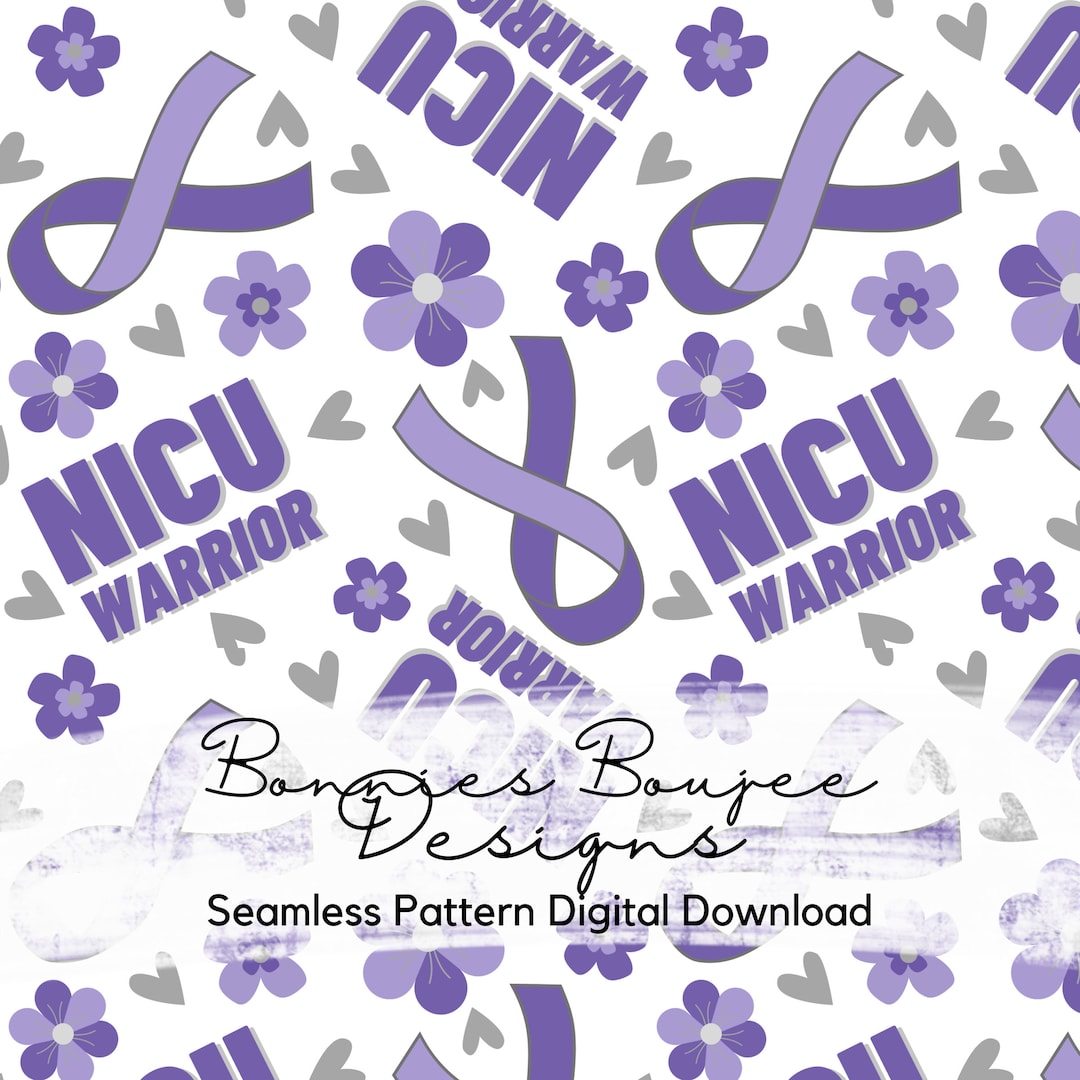 NICU Warrior Seamless File NICU Ribbon Awareness. Seamless NICU Warrior