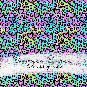 Rainbow Colored Heart Leopard Seamless File, Animal Print Seamless Pattern, Digital Download