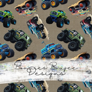 Monstertruck Seamless PNG - Junge Lastwagen Design (Digitaler Download)