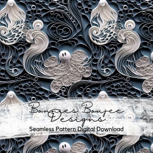Quilled Ghost Seamless Pattern: Spooky Casper File (Digital Download)