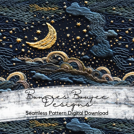 Vector Pattern Night Night Sky Seamless Pattern