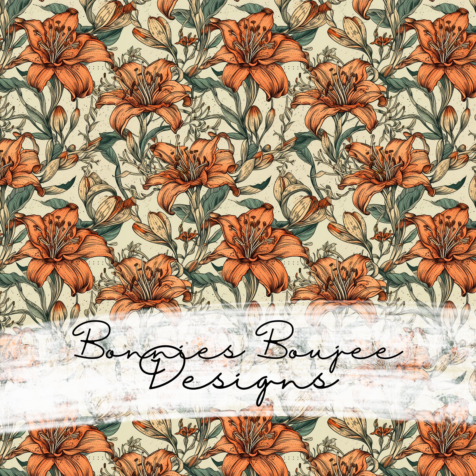 Lily Flower Seamless Pattern Tiger Lily Flower Spring Etsy