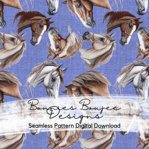 Embroidery Style Horse Seamless File: Western Pattern (Digital Download)