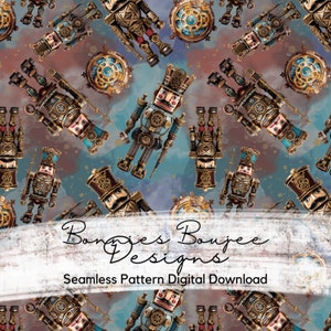 Steampunk Nutcracker Christmas Watercolor Seamless File
