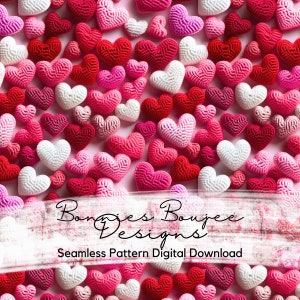 Red and White Crochet Hearts Seamless File (Digital Download)