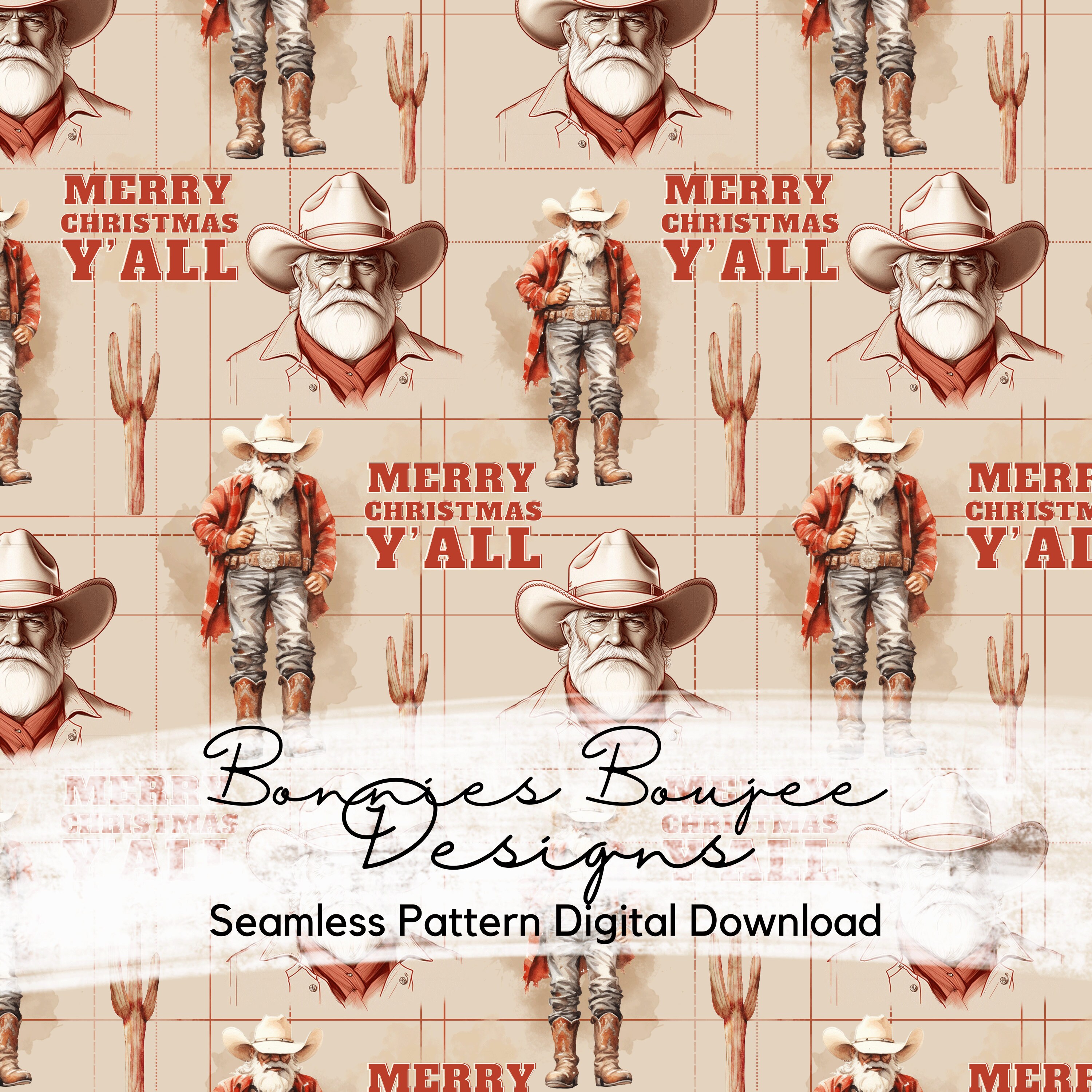 Cowboy Santa Western Christmas Seamless File