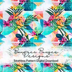 Tropical Hawaiian Seamless Pattern: Beach Repeating File (Digital Download)