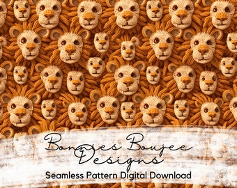 Lion Seamless Pattern: Zoo Safari Print (Digital Download)
