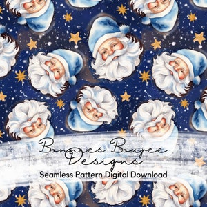 Blue Santa Watercolor Christmas Seamless File