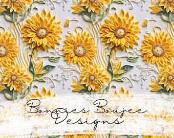 Sunflower Seamless Pattern: Floral Country Design (Digital Download)
