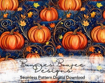 Pumpkins Seamless Pattern, Cute Fall Pumpkins Pattern, Fall Seamless File Digital Download