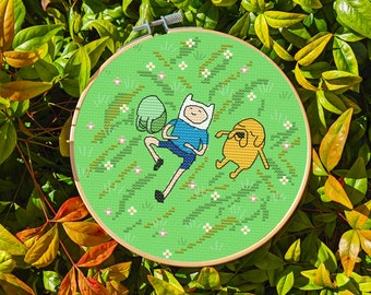 Adventure Time Flower Field - Modern Colourful Cross Stitch - Digital PDF, Instant Download