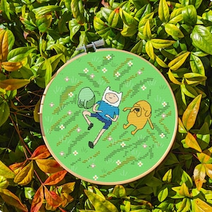 Adventure Time Flower Field - Moderne kleurrijke kruissteek - Digitale PDF, Instant Download
