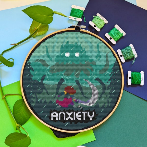 Anxiety Warrior - Modern Cross Stitch - Digital PDF, Instant Download