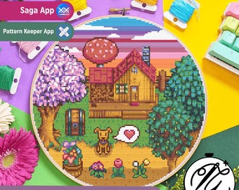 Stardew Valley Spring - Mysigt spelkorsstygn - Digital PDF, direktnedladdning