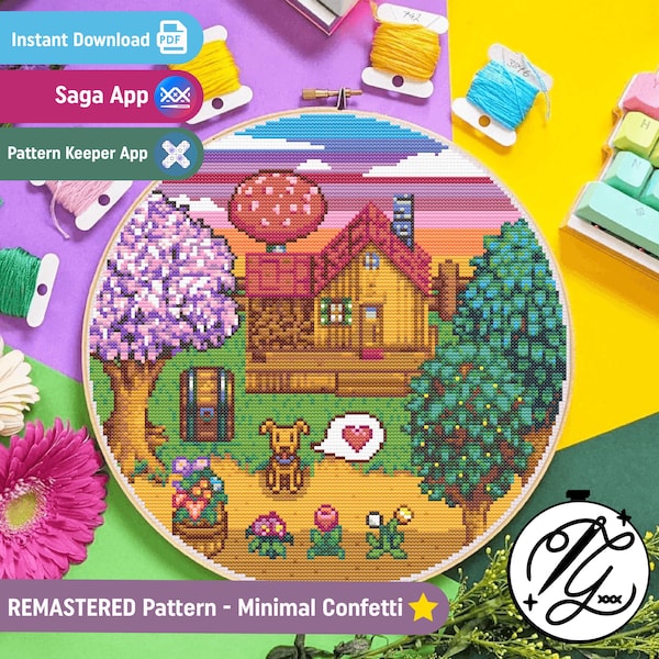 Stardew Valley Primavera - Juego acogedor Punto de cruz - PDF digital, descarga instantánea