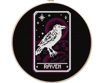 The Raven DnD Tarokka Tarot Pattern - Modern Gift Tabletop 5e - Curse of Strahd Cross Stitch - Digital PDF, Instant Download